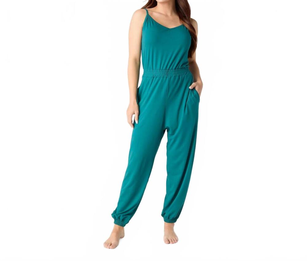 NEW COCO + CARMEN knit spaghetti strap jumpsuit in teal